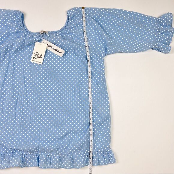 NWT Le Ble En Herbe Pale Blue Polka Dot Shirt Size 3XL - Picture 8 of 8